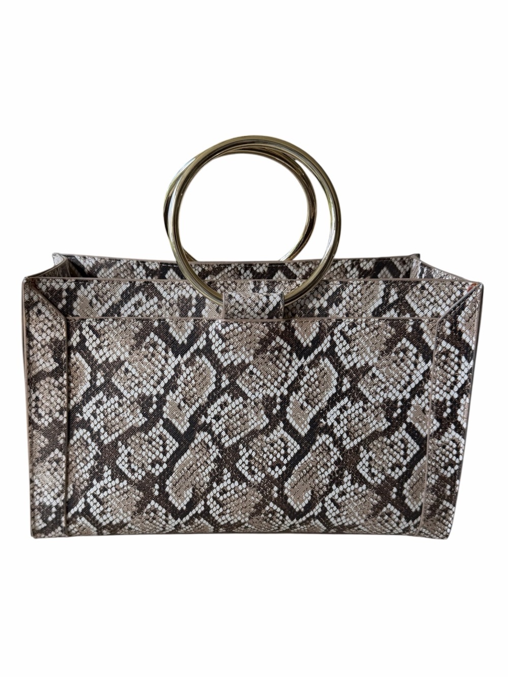 White House Black Market Snake-Print Ring Handle purse
